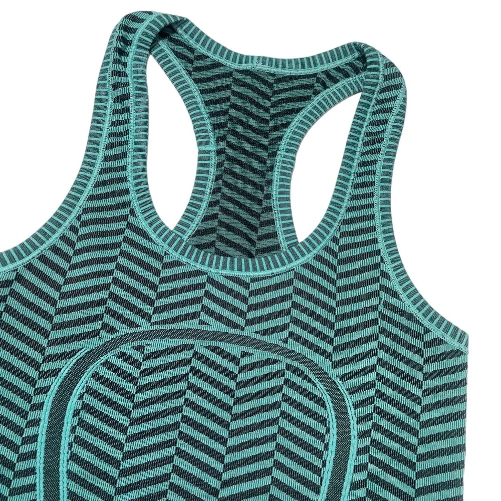 Lululemon 2 Aqua Striped Razorback Tank, Soft